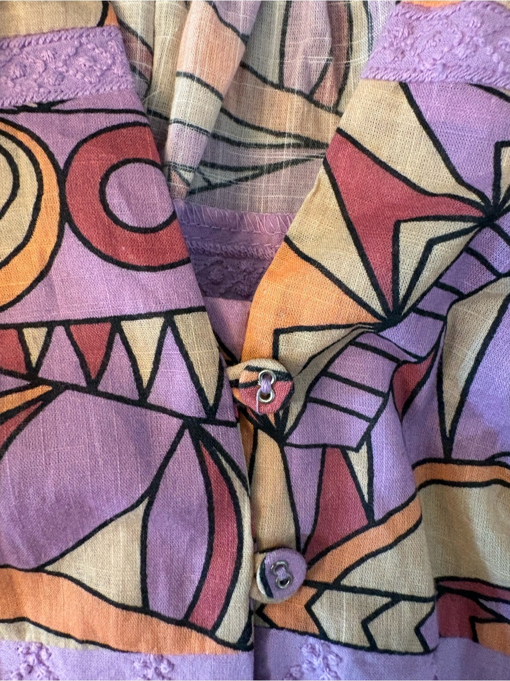 Anthropologie Let Me Be Lace Blouse Womens S Purple Orange Geometric - Picture 7 of 12